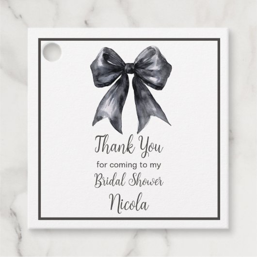 ブラックコケッタボウ ブライダルシャワー フェイバータグ (正面)