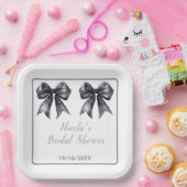 ブラックコケッタボウ ブライダルシャワー ペーパープレート (パーティー)