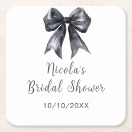 ブラックコケッテ ボウ ブライダルシャワー スクエアペーパーコースター