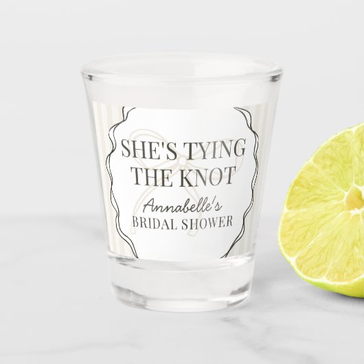 ブラックコケッテ ボウ ベージュ ブライダルシャワーのお土産 ショットグラス (正面)