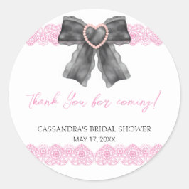 ブラックコケットのピンクレース ブライダルシャワーのお礼 ラウンドシール