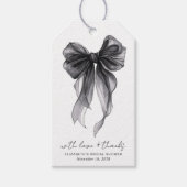 ブラックコケットボウウォーターカラーブライダルシャワー ギフトタグ (正面)