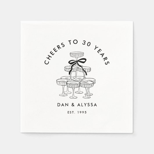 ブラックコケットボウシャンパンタワー記念日 スタンダードカクテルナプキン (正面)