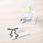 ブラックコケットボウバースデーパーティー紙コースター スクエアペーパーコースター (インサイチュ)