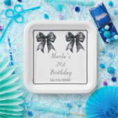 ブラックコケットボウバースデーパーティー ペーパープレート (パーティー)