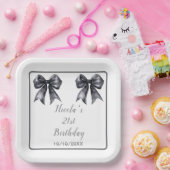 ブラックコケットボウバースデーパーティー ペーパープレート (パーティー)