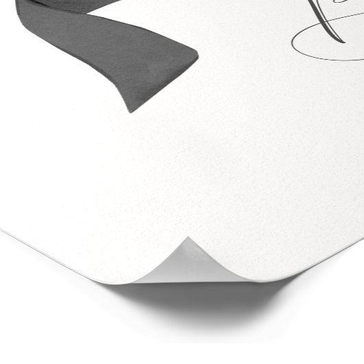 ブラックコケットボウブライダルシャワーウェルカムサイン ポスター (角)