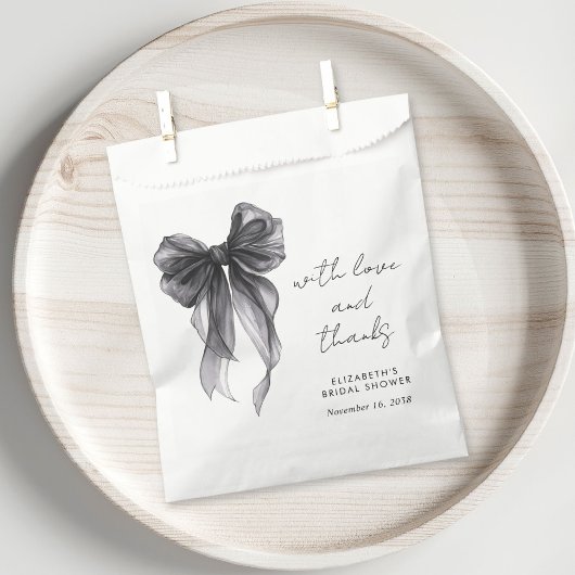 ブラックコケットボウブライダルシャワーサンキュー フェイバーバッグ