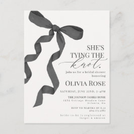 ブラックコケットボウブライダルシャワー招待状 ポストカード