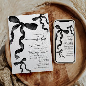 ブラックコケットボウベビーシャワー招待状 招待状