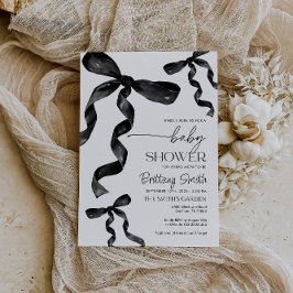 ブラックコケットボウベビーシャワー招待状 招待状