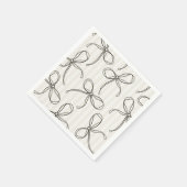 ブラックコケットボウベージュテーブストライプのルデコール スタンダードカクテルナプキン (角)