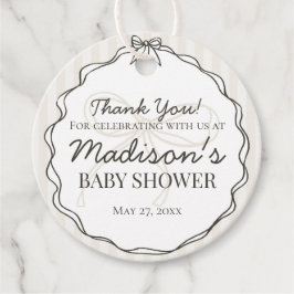 ブラックコケットボウベージュベビストライプのーシャワー フェイバータグ