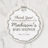 ブラックコケットボウベージュベビストライプのーシャワー フェイバータグ (正面)