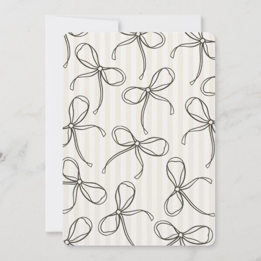 ブラックコケットボウベージュベビストライプのーシャワー 招待状 (裏面)