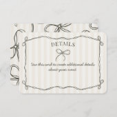 ブラックコケットボウベージュ詳細招待状インサート エンクロージャーカード (正面/裏面)