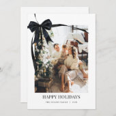 ブラックコケットボウホリデーフォトクリスマスカード シーズンカード (正面/裏面)