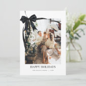 ブラックコケットボウホリデーフォトクリスマスカード シーズンカード (スタンド正面)