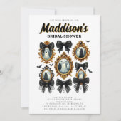 ブラックコケットボウヴィンテージハロウィーンブライダルシャワー 招待状 (正面)