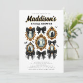 ブラックコケットボウヴィンテージハロウィーンブライダルシャワー 招待状 (スタンド正面)