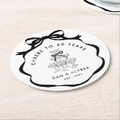 ブラックコケットボウ応援シャンパンタワー ラウンドペーパーコースター (アングル)