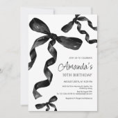 ブラックコケットボウ誕生日招待状 招待状 (正面)