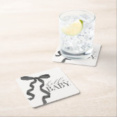 ブラックコケットボーガールベビーシャワーデコール スクエアペーパーコースター (インサイチュ)