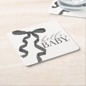 ブラックコケットボーガールベビーシャワーデコール スクエアペーパーコースター (アングル)