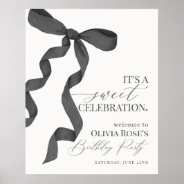 ブラックコケットボーガール誕生日ウェルカムサイン ポスター