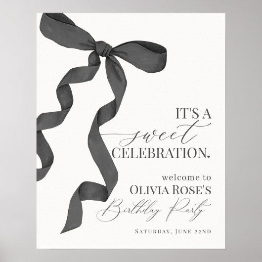 ブラックコケットボーガール誕生日ウェルカムサイン ポスター (正面)