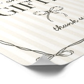 ブラックコケット弓ベージュカードとギフトサイン ポスター (角)