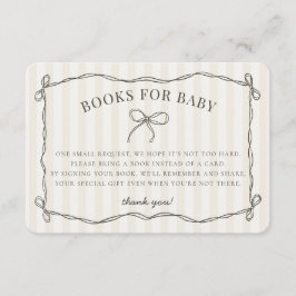 ブラックコケット弓ベージュシャワーブックベビー エンクロージャーカード
