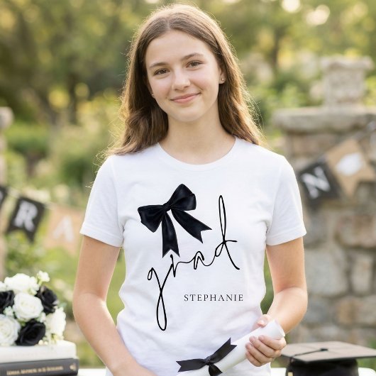 ブラックコケット弓名スクリプト卒業 Tシャツ