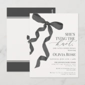 ブラックコケット ボウ ブライダル シャワー 招待状 (正面/裏面)