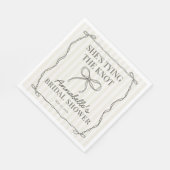 ブラックコケット ボウ ベージュ ブライダル シャワー テーブル デコ スタンダードランチョンナプキン (角)