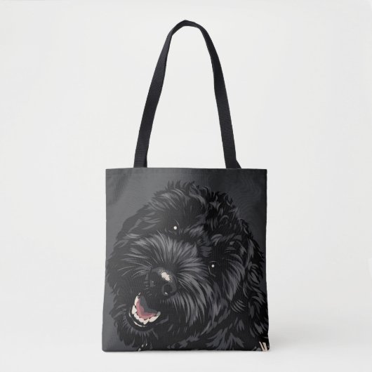 ブラックコッカプーの犬の肖像画ギフト トートバッグ (正面)