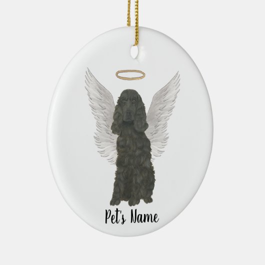ブラックコッカースパニエル犬ドッグ悔やみや弔慰メモリアル セラミックオーナメント (右)