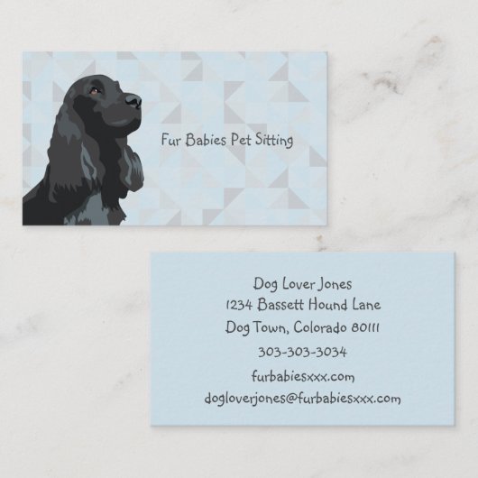 ブラックコッカースパニエル犬名刺 名刺 (正面/裏面)