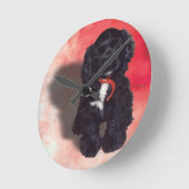 ブラックコッカースパニエル犬子犬 – アビー ラウンド壁時計 (傾斜)