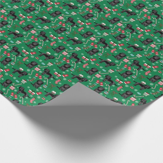 ブラックコックパプーのクリスマス犬 ラッピングペーパー (角)