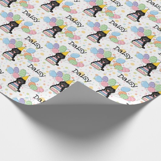 ブラックコックポオカバポウドッグ誕生日 ラッピングペーパー (角)