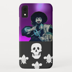 ブラックコルセアスカル&(紋章の)フラ・ダ・リブライトパープル iPhone XRケース