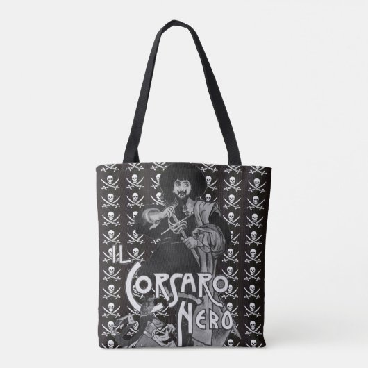 ブラックコルセア白黒海賊旗スカル剣 トートバッグ (裏面)