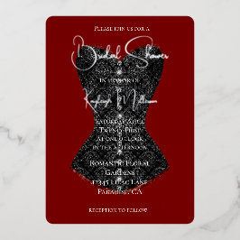 ブラックコルセットブライダルシャワー 箔招待状