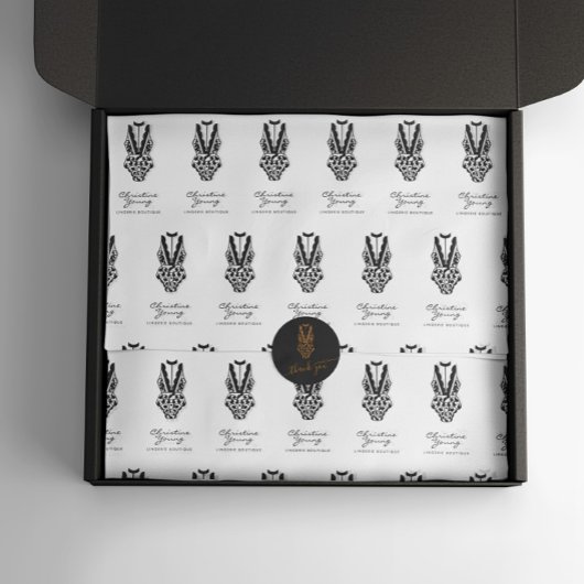 ブラックコルセットランジェリー専門店ロゴティッシュペーパー 薄葉紙