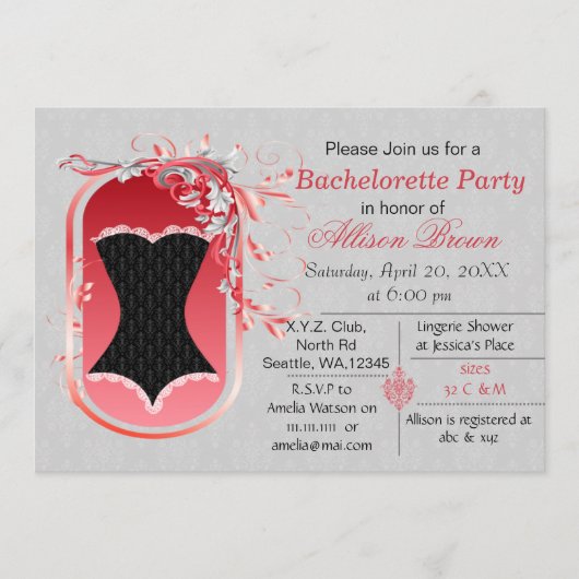 ブラックコルセット エレガントなハウスパーティーの招待状 招待状 (正面)