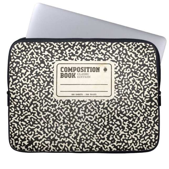 ブラックコンポジションノートブック ラップトップスリーブ (正面)