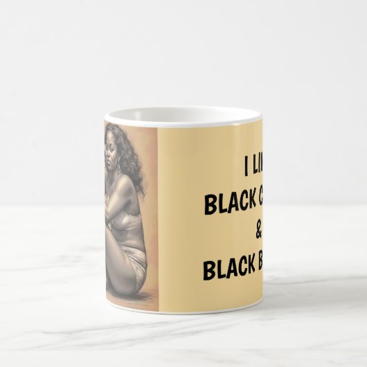 ブラックコーはっきりしたヒー&ブラック美しい コーヒーマグカップ (中央)