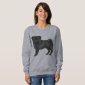 ブラックコートカラーパグモップドッグブリードアニマルデザイン スウェットシャツ (正面フル)