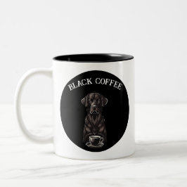 ブラックコーヒーが悲しみの犬を飲み込む ツートーンマグカップ